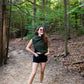 Forest moss out in the woods paired with shorts, tank top and a pair of sunglasses!